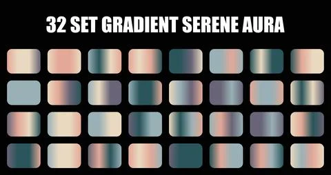 Set of serene aura gradients featuring smooth pastel pink and muted teal color Stock Illustration