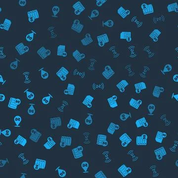 Set Server 5G network, Sim Card, and Location on seamless pattern. Vector イラスト素材