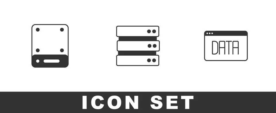 Set Server,  and Data analysis icon. Vector Stock Illustration