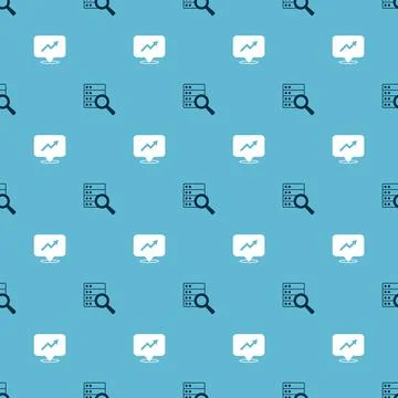 Set Server and Financial growth on seamless pattern. Vector イラスト素材