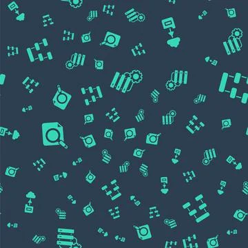 Set Server and gear, Cloud technology data transfer, Search concept with folder Stock Illustration