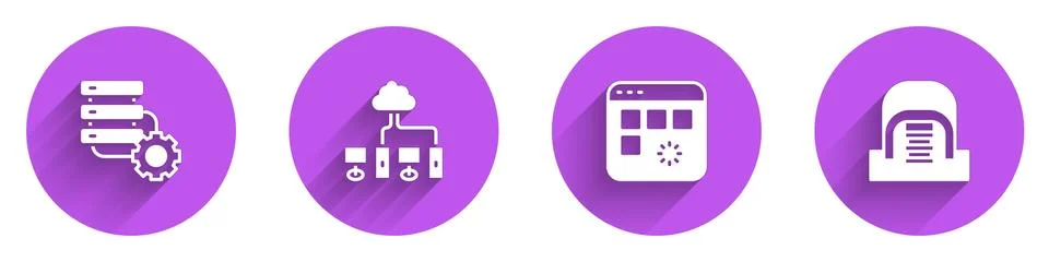 Set Server and gear, Computer network, Loading data window and Hangar with Stockillustratie