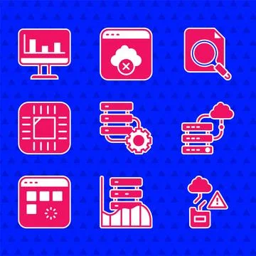 Set Server and gear, Server, Data, Web Hosting, Cloud technology data trans.. Stock Illustration