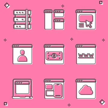 Set Server, Browser window, UI or UX design, Create account screen, Online Illustrazione stock