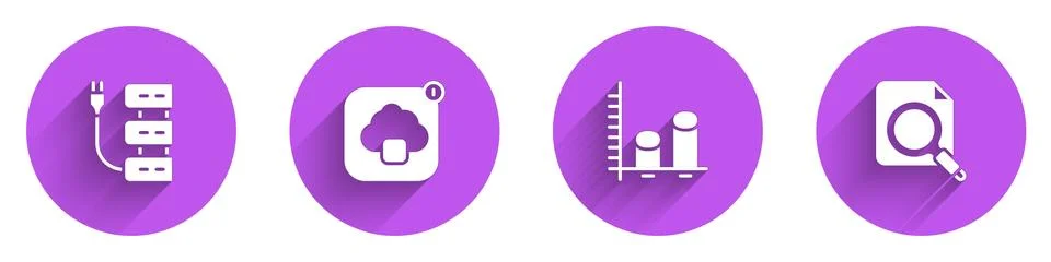 Set Server, Cloud technology data transfer, Data analysis and Search concept Stock Illustration