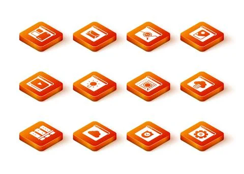 Set Server, Cloud technology data transfer, Online play video, Browser window Stock Illustration