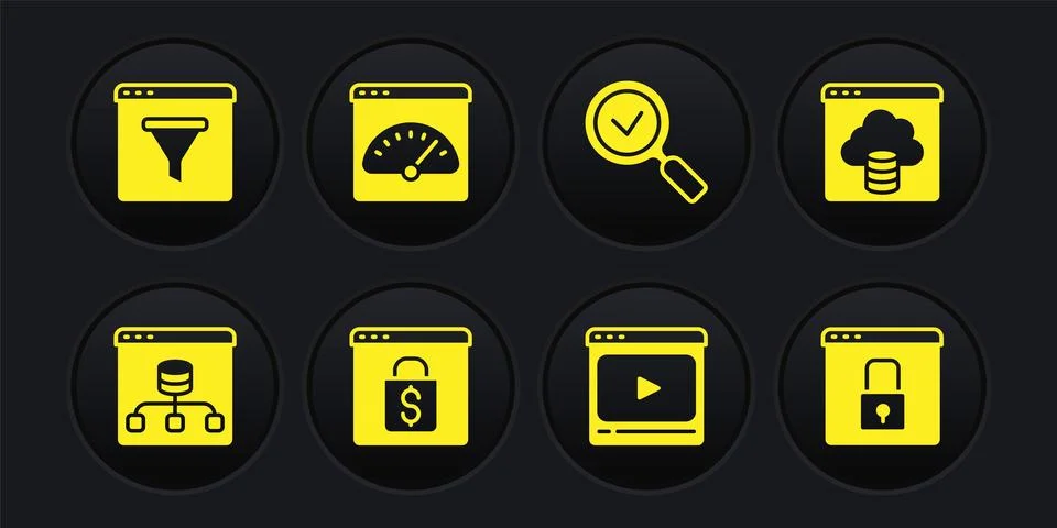 Set Server, Cloud technology data transfer, Online shopping on screen, play イラスト素材