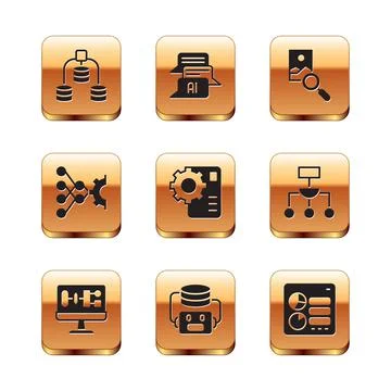 Set Server, Data, Algorithm, Artificial intelligence robot, Neural network 스톡 일러스트