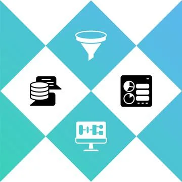 Set Server, Data, Algorithm, Funnel filter and Computer api interface icon 스톡 일러스트