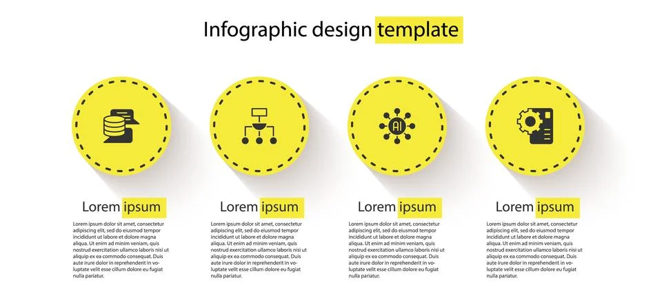 Set Server, Data, Algorithm, Neural network and . Business infographic temp.. 스톡 일러스트