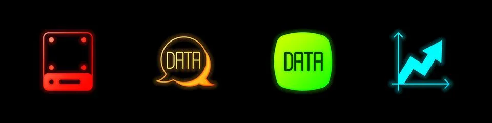 Set Server, Data analysis, and Financial growth icon. Vector 스톡 일러스트