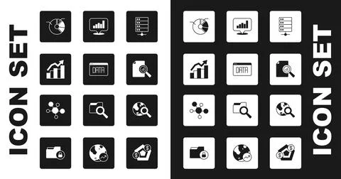 Set Server, Data analysis, Financial growth, Pie chart infographic, Document Stock Illustration
