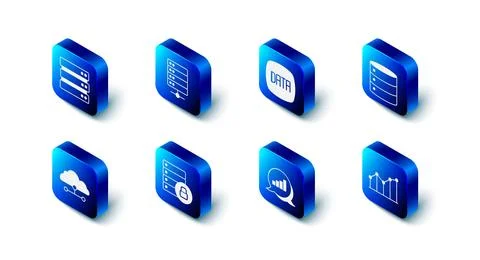 Set Server, Data analysis, Pie chart infographic, security with padlock, Network 스톡 일러스트