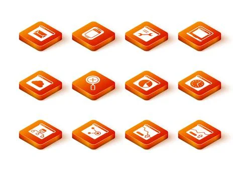 Set Server, Data, Browser window, Cloud technology data transfer, Magnifying Stock Illustration