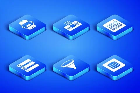 Set Server, Data, Chat bot, Funnel or filter, Artificial intelligence AI and Stock Illustration