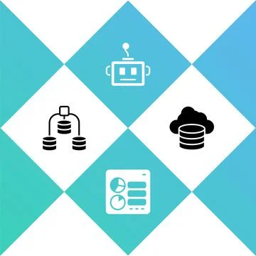 Set Server, Data, Computer api interface, Artificial intelligence robot and Stockillustratie