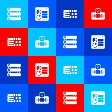 Set Server, Data, Computer api interface, Binary code and Artificial Stock Illustration