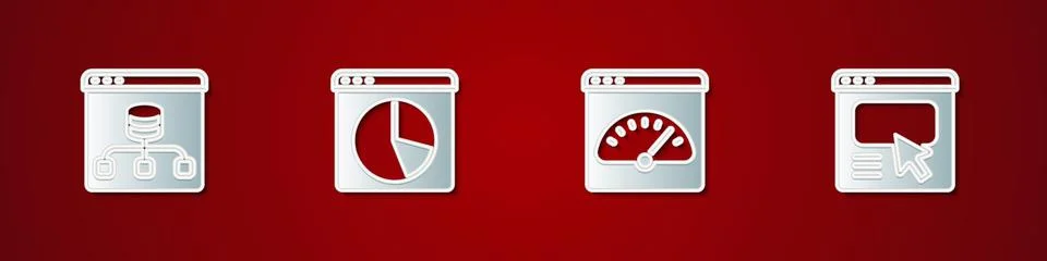 Set Server, Data, Graph chart infographic, Digital speed meter and UI or UX d Stock Illustration