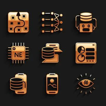 Set Server, Data, Mobile phone, Artificial intelligence AI, Computer api in.. Stock-Illustration