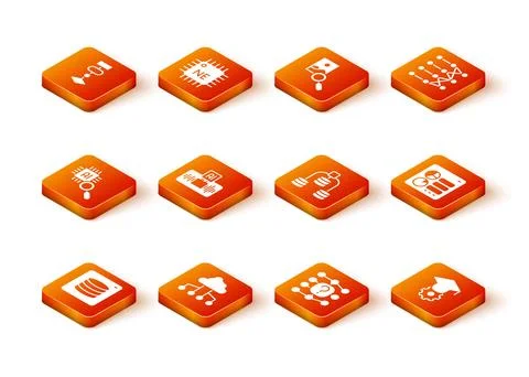 Set Server, Data, Network cloud connection, Processor CPU, Artificial イラスト素材