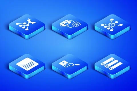 Set Server, Data, Neural network, Photo retouching, Web developer programming Stock Illustration