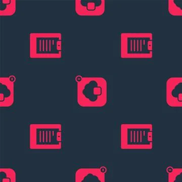 Set Server, Data report and Cloud technology data transfer on seamless pattern Stock Illustration