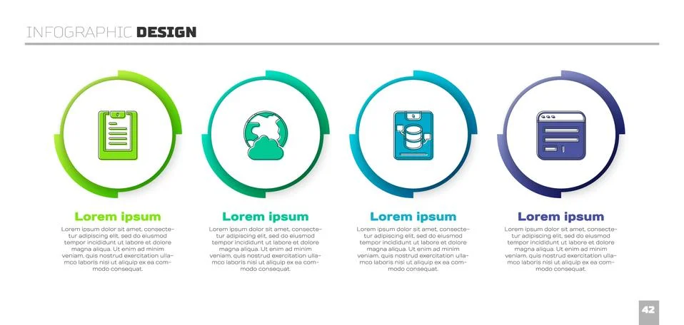 Set Server, Data report, Social network, Data, Web Hosting and Browser window Stock Illustration