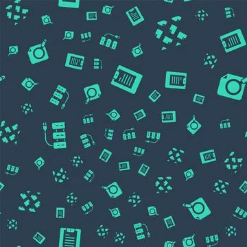 Set Server, Data report, stream, and Search concept with folder on seamless Stock Illustration