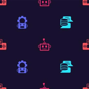 Set Server, Data, Robot setting, Artificial intelligence robot and AI on se.. Stock Illustration