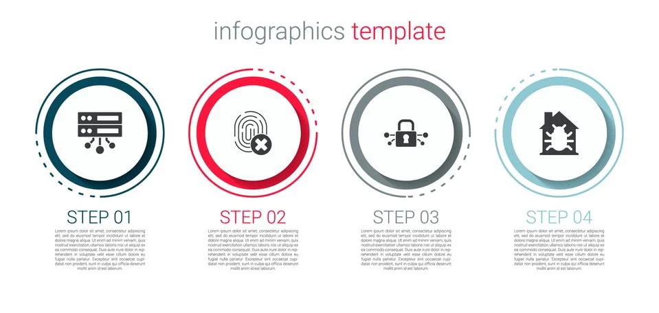 Set Server, Data, Web Hosting, Cancelled fingerprint, Cyber security and House 스톡 일러스트