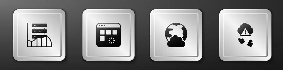 Set Server, Data, Web Hosting, Loading data window, Social network and Cloud Stock Illustration