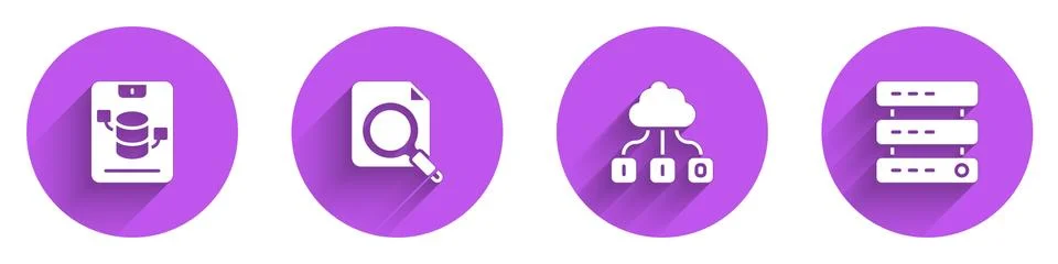 Set Server, Data, Web Hosting, Search concept with folder, Cloud technology data Stock Illustration