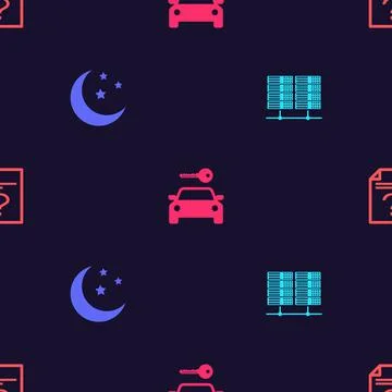 Set Server, Data, Web Hosting, Moon and stars, Car rental and Unknown document Stock Illustration
