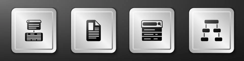 Set Server, Data, Web Hosting, File document, Search engine and Hierarchy Illustrazione stock