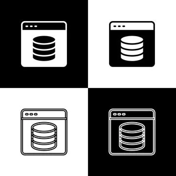 Set Server, Data, Web Hosting icon isolated on black and white background 스톡 일러스트