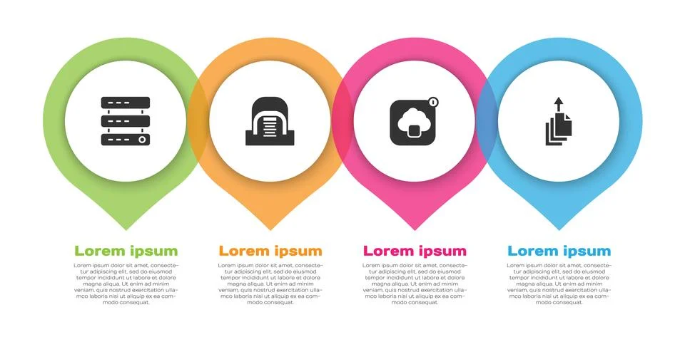 Set Server, Data, Web Hosting, Hangar with servers, Cloud technology data Illustrazione stock