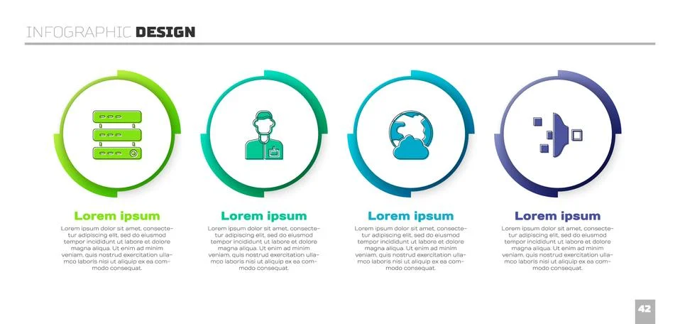 Set Server, Data, Web Hosting, Analyst engineer, Social network and Filter 스톡 일러스트