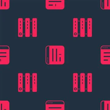 Set Server, Data, Web Hosting and Browser window on seamless pattern. Vector Illustrazione stock