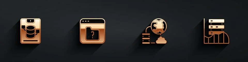 Set Server, Data, Web Hosting, File missing, Network cloud connection and icon Illustrazione stock
