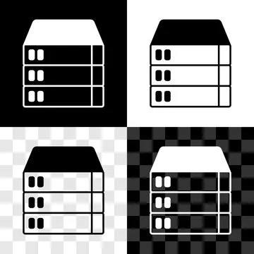 Set Server, Data, Web Hosting icon isolated on black and white, transparent Stock Illustration