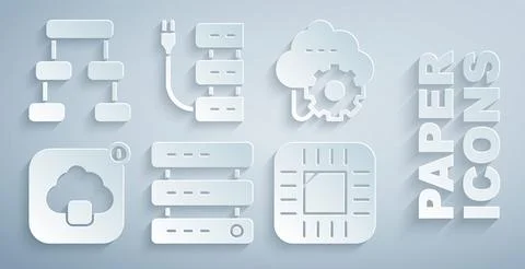 Set Server, Data, Web Hosting, Cloud technology data transfer, Processor with Illustrazione stock