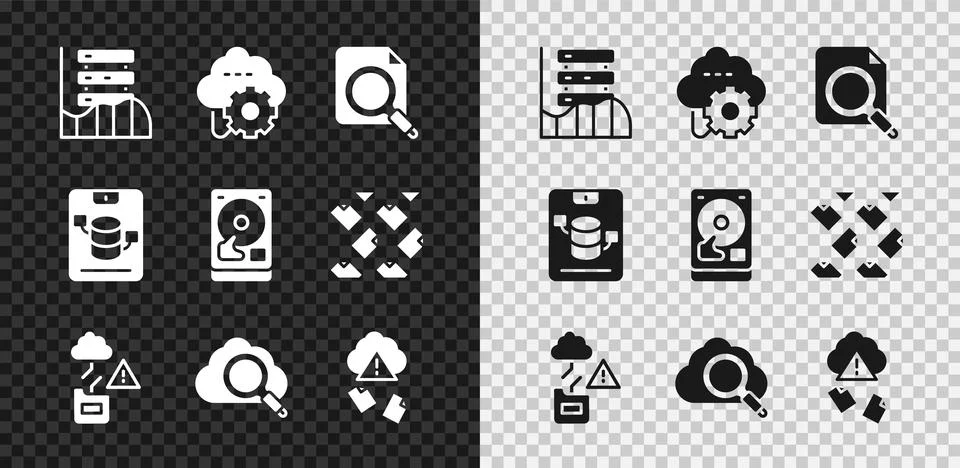 Set Server, Data, Web Hosting, Cloud technology data transfer, Search concept Stock Illustration