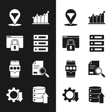Set Server, Data, Web Hosting, Secure your site with HTTPS, SSL, Location sales Illustration