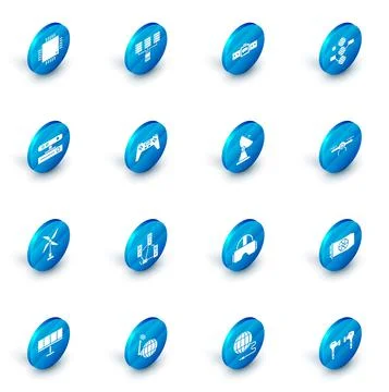 Set Server, Data, Web Hosting, Smartwatch, DNA symbol, Motion sensor, Wind tu Stock Illustration