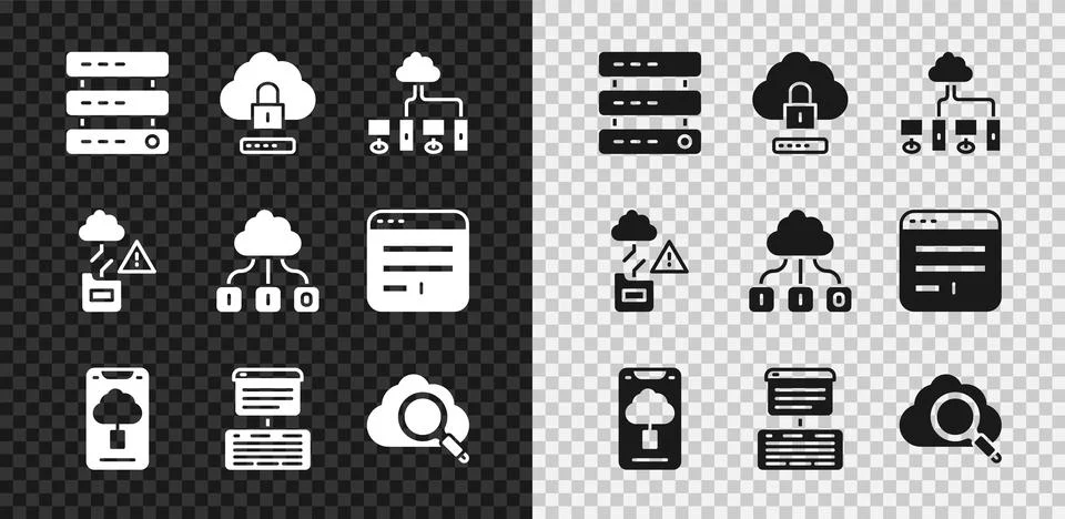 Set Server, Data, Web Hosting, Cloud computing lock, Computer network 스톡 일러스트