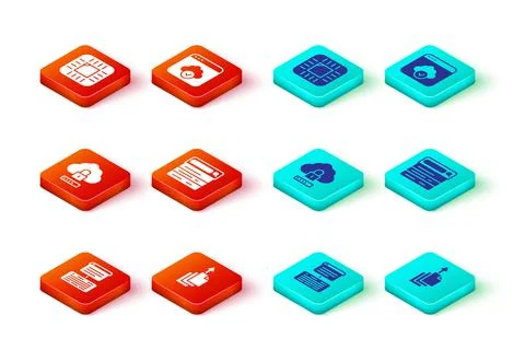 Set Server, Data, Web Hosting, export, Cloud computing lock, Search engine Stock Illustration