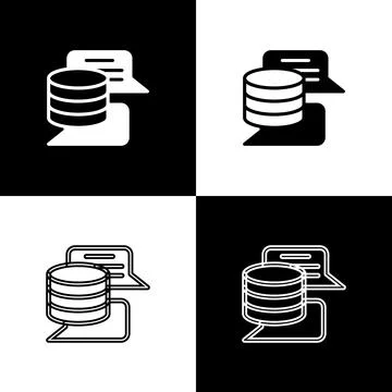 Set Server, Data, Web Hosting icon isolated on black and white background Illustrazione stock