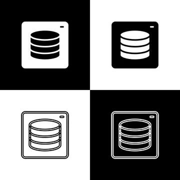 Set Server, Data, Web Hosting icon isolated on black and white background Stock Illustration