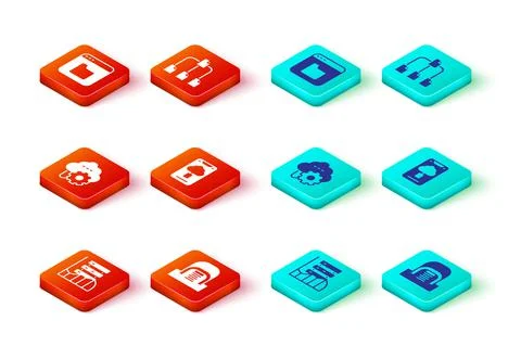 Set Server, Data, Web Hosting, Hangar with servers, Cloud technology data 스톡 일러스트