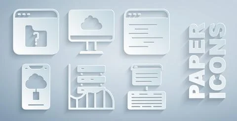 Set Server, Data, Web Hosting, Software, Cloud technology data transfer, and Illustrazione stock